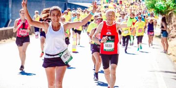 Women running in marathon