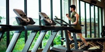 Man running on a treadmill